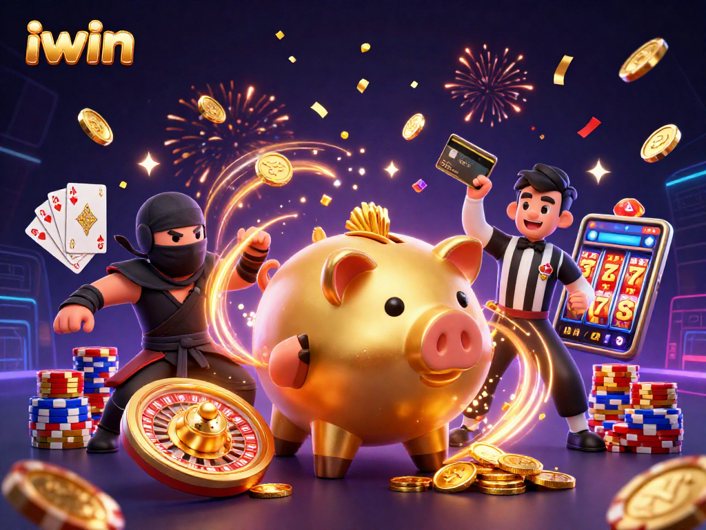 iwin features a vibrant scene with a sumo wrestler and ninja in a dynamic casino showdown