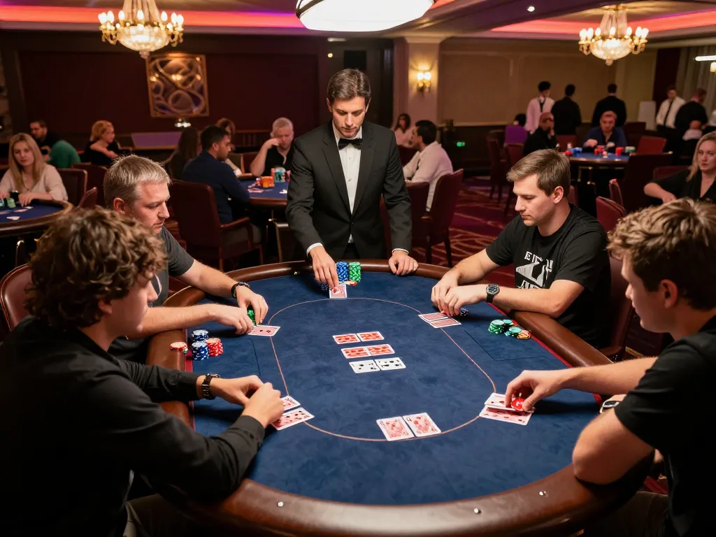 Players engage in a high-stakes poker game at keonhacaii88, showcasing intense gameplay and strategy dynamics.