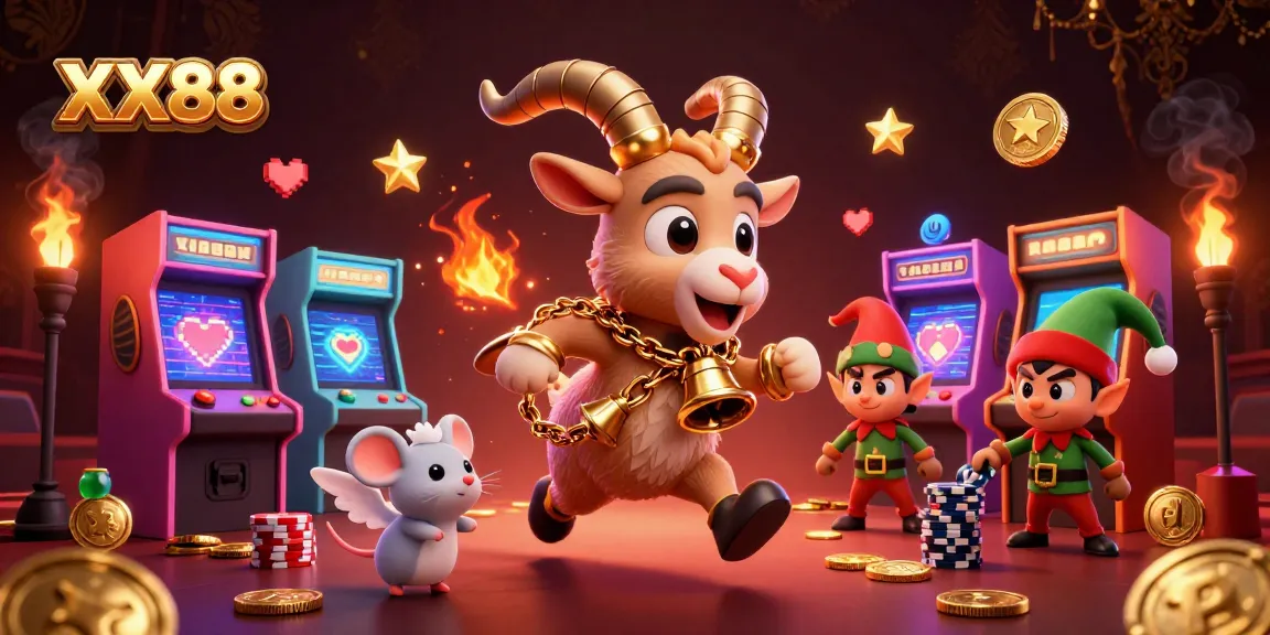 Experience the thrill of XX88 with a dynamic 3D casino scene featuring characters amidst vibrant game elements.