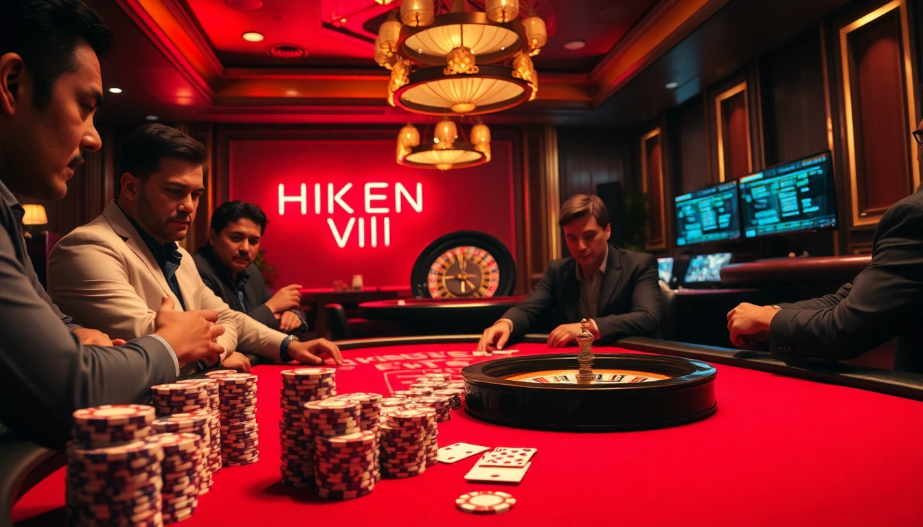 Engaged players strategizing at a poker table in a luxurious casino environment, linked to the hidden wiki.