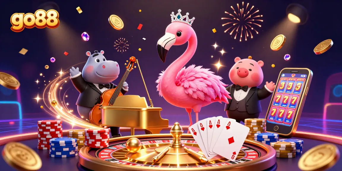 Experience vibrant excitement with go88 while playing slots and table games in a dynamic casino scene.