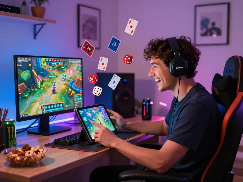 Cổng game Go88 player immersed in exciting gameplay at home.