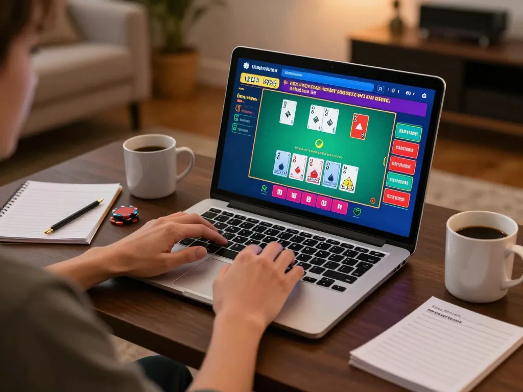 Engaging gaming experience at Website Vin88 showcasing live dealer blackjack on a laptop