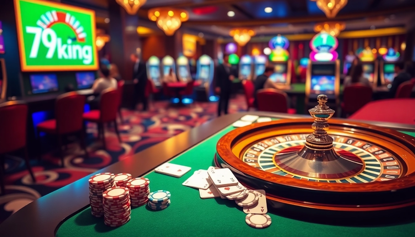 Players enjoy vibrant casino thrills at 79king with roulette and poker chips.