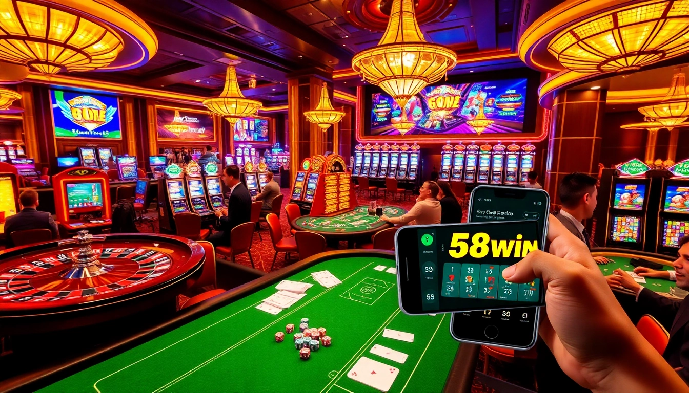 Experience the thrill of gaming with the 58win apk interface and vibrant casino atmosphere.