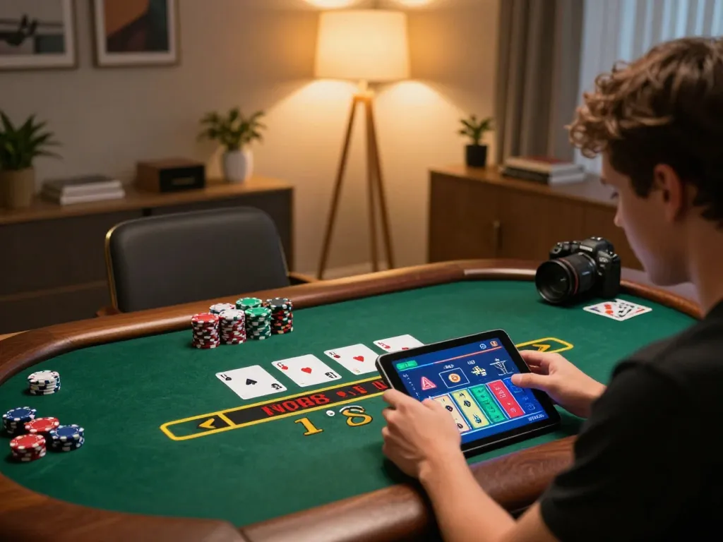 Player engaged in MM88 live dealer blackjack from home, dynamic gameplay scene showcasing strategy.