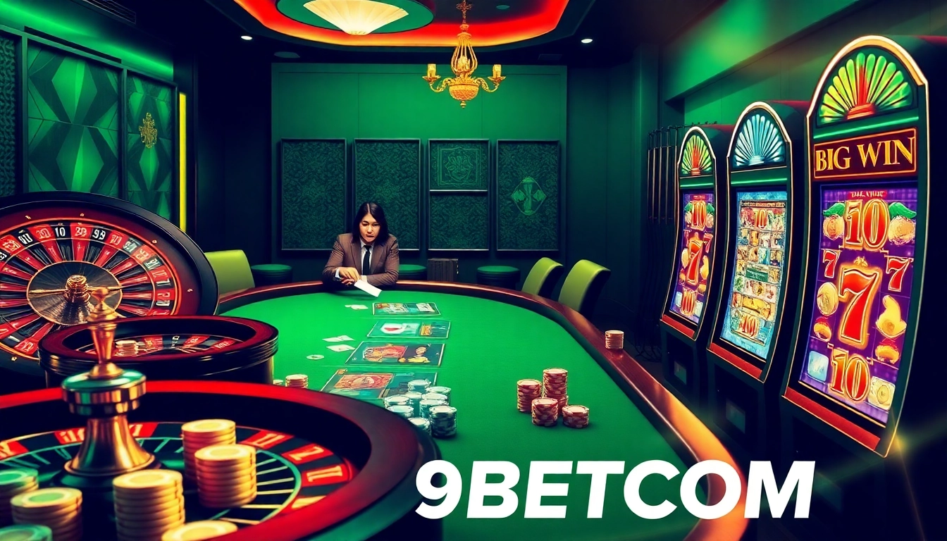 Experience thrilling gaming action with 789BETCOM at a luxurious casino featuring roulette and poker.
