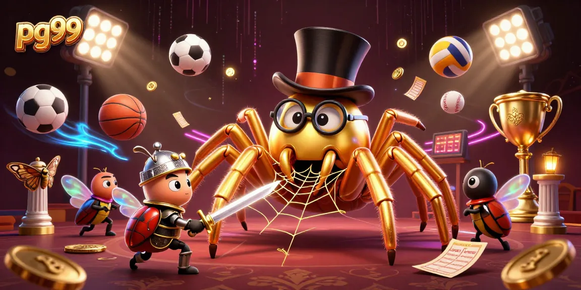 Engage in thrilling gameplay at pg99 with a golden tarantula and sports action