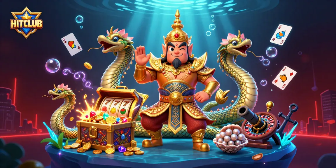 Engage with HITCLUB's dynamic casino scene featuring vibrant slot games and treasure bursts.