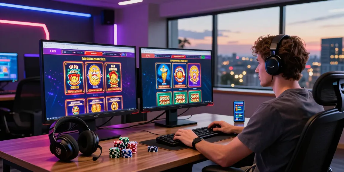 Explore the exciting world of new online casino sites with vibrant gaming setups and promotions.