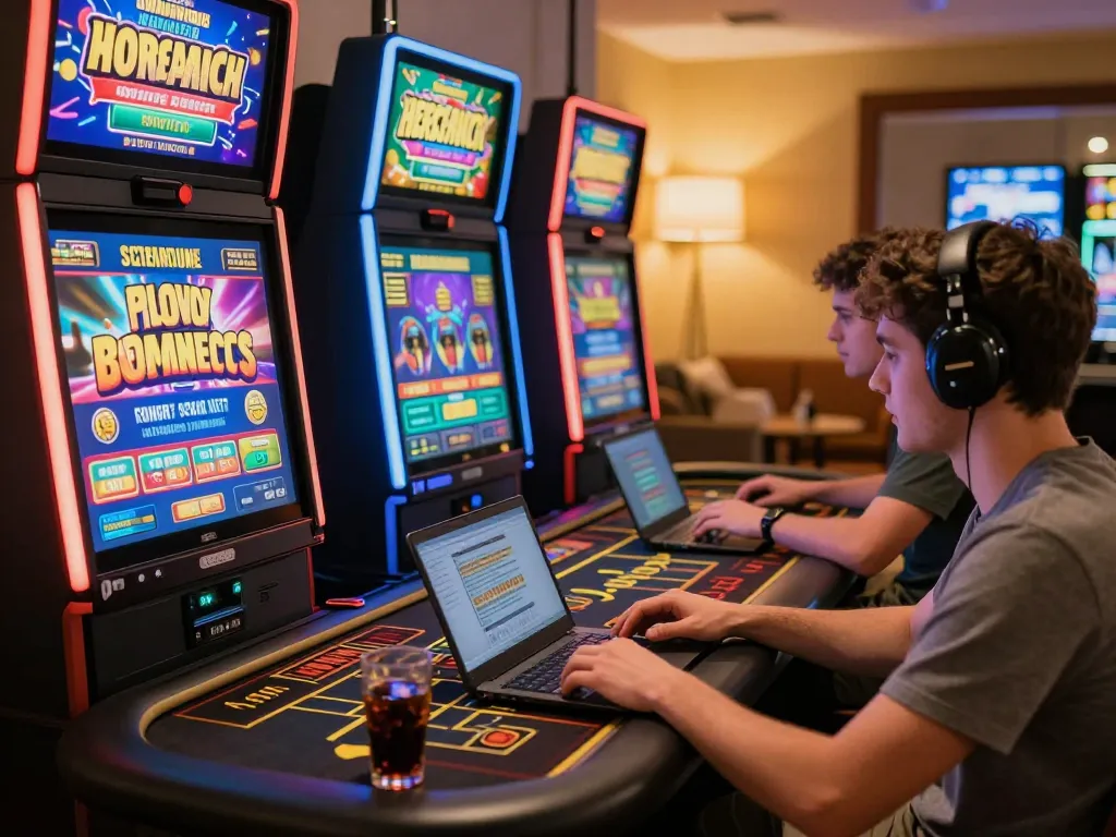 Engaged players enjoying exciting MM88 online casino experience at home.