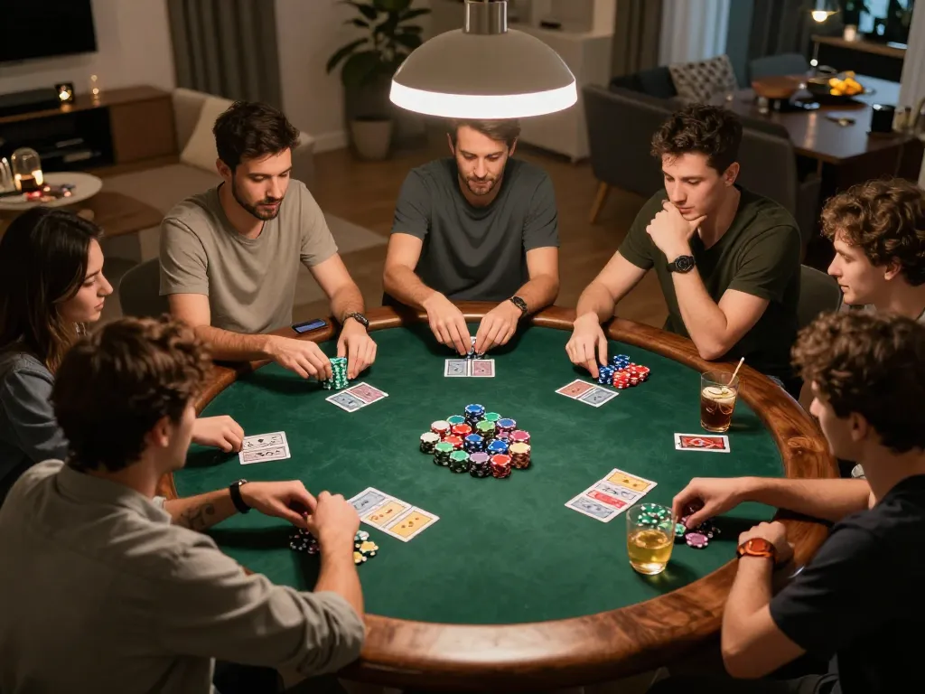 Players enjoying a friendly poker night, showcasing interactive gameplay elements on the Website Say88.