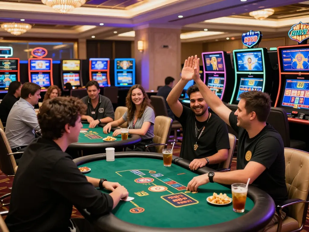 Players enjoying various games at BK8 online casino, showcasing vibrant gaming atmosphere.