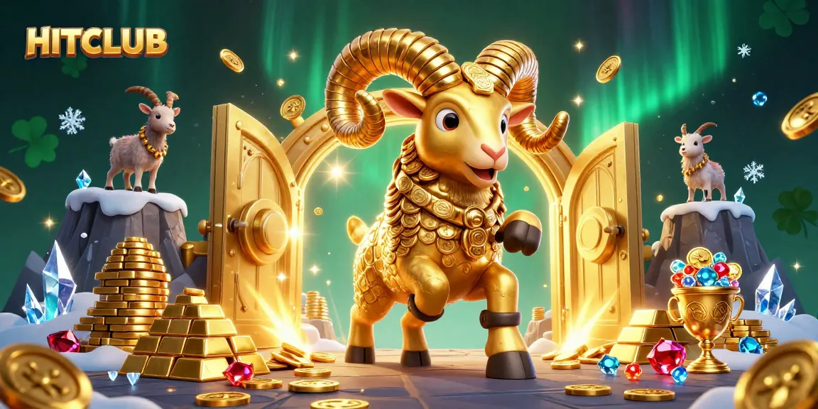 Experience the HITCLUB excitement with the golden ram charging at a treasure vault