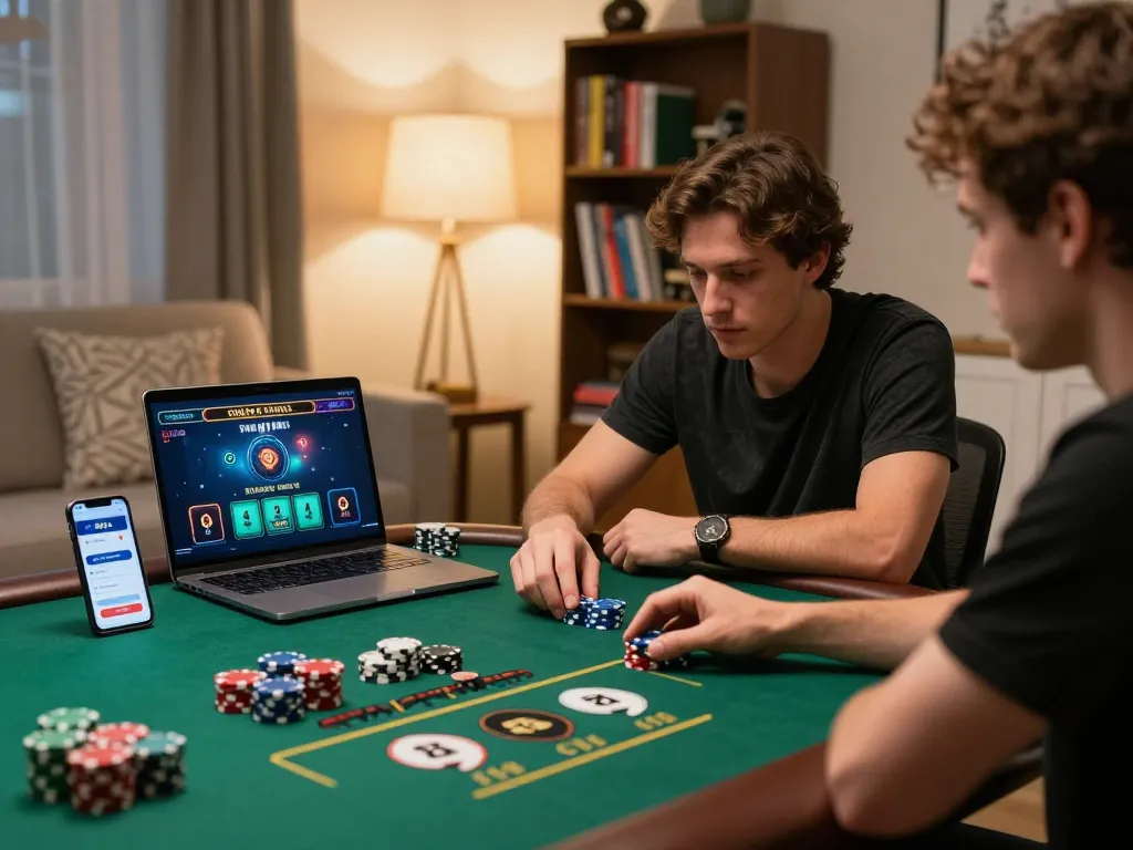 Engaged player experiencing the thrill of live dealer games on 88vvgo while surrounded by gaming essentials in a cozy home setup.