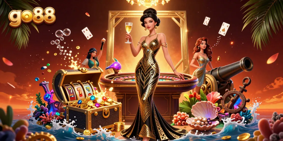 Experience the thrilling games at go88 with a glamorous scene of an elegant Asian woman at a vintage roulette table.