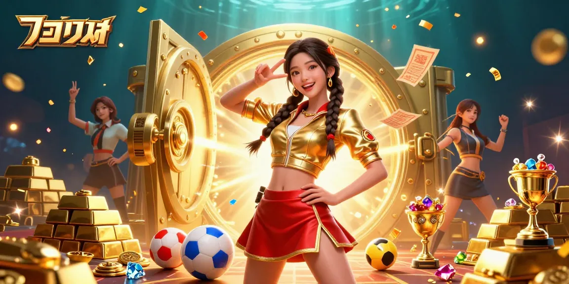 Engage in แทงบอล with vibrant sports betting elements and a captivating character illustration.