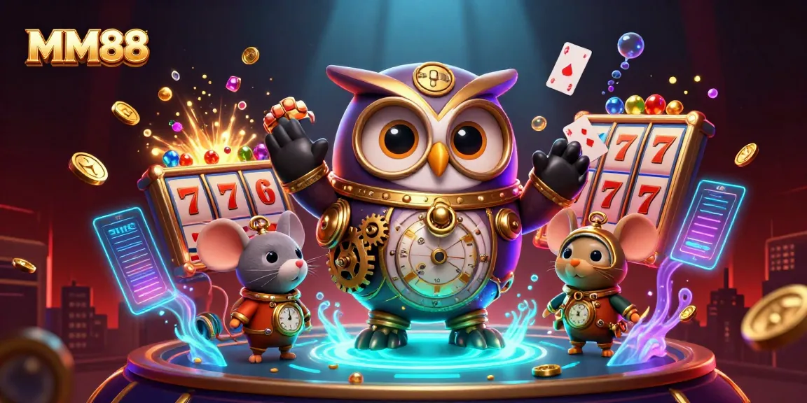 Players engage with the MM88 casino, winning gold coins and treasures amid vibrant game elements.