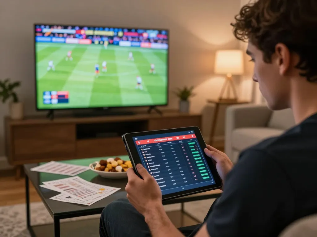 Strategic sports betting on king88 with live game analysis in a cozy home setting.