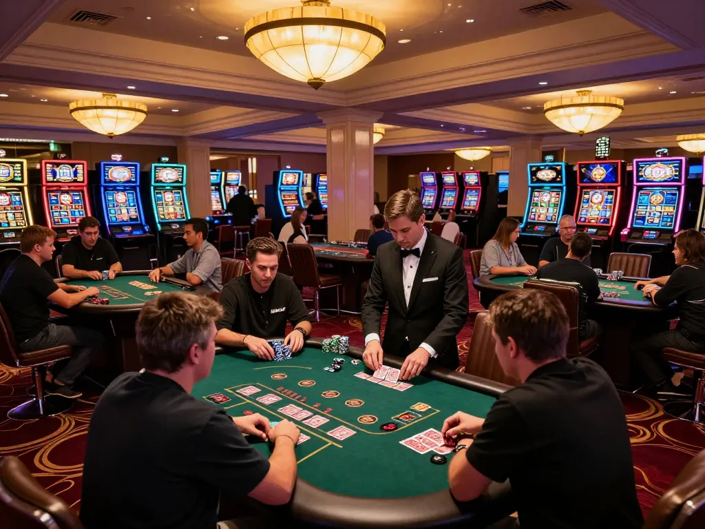 Players enjoying a thrilling blackjack game at 789WIN casino, showcasing excitement and luxury atmosphere.