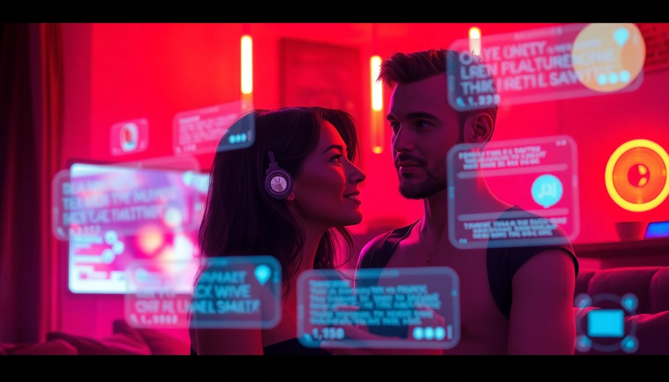 Intimate interaction between users and a lifelike AI character showcasing advanced sex AI technology.