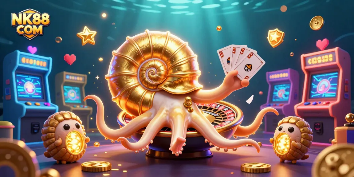 Play exciting casino games at NK88 COM with vibrant 3D characters and glowing elements