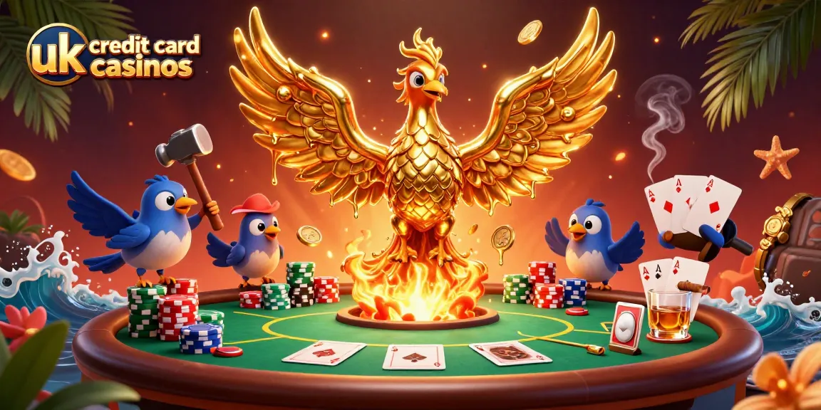 Experience thrilling gameplay at uk credit card casinos with a stunning golden phoenix illustration.