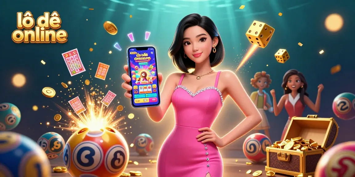 Play lô đề online with vibrant visuals, featuring a confident Asian woman showcasing live game on a smartphone.