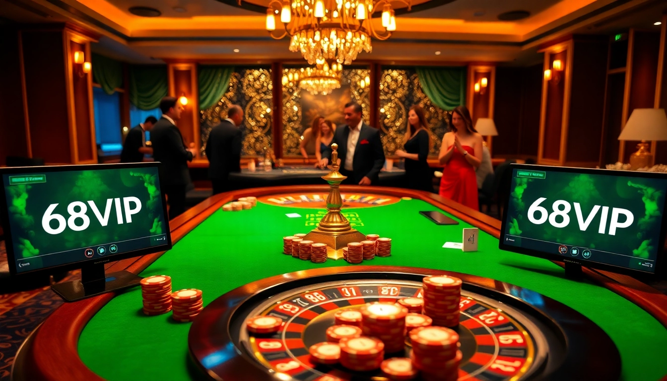 Action-packed casino gameplay at 68VIP with vibrant poker games and roulette.