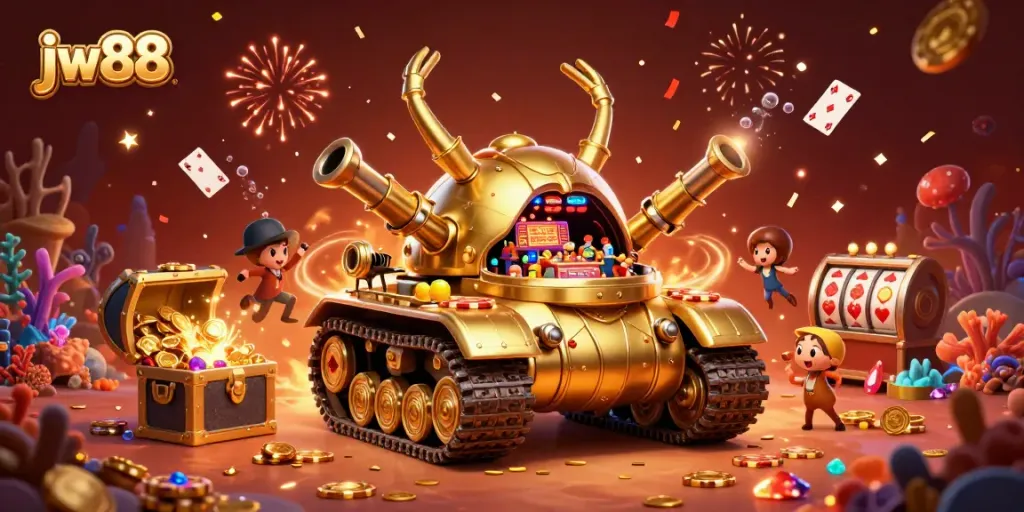 Experience the excitement of jw88 with a dynamic underwater casino in this vibrant 3D illustration.