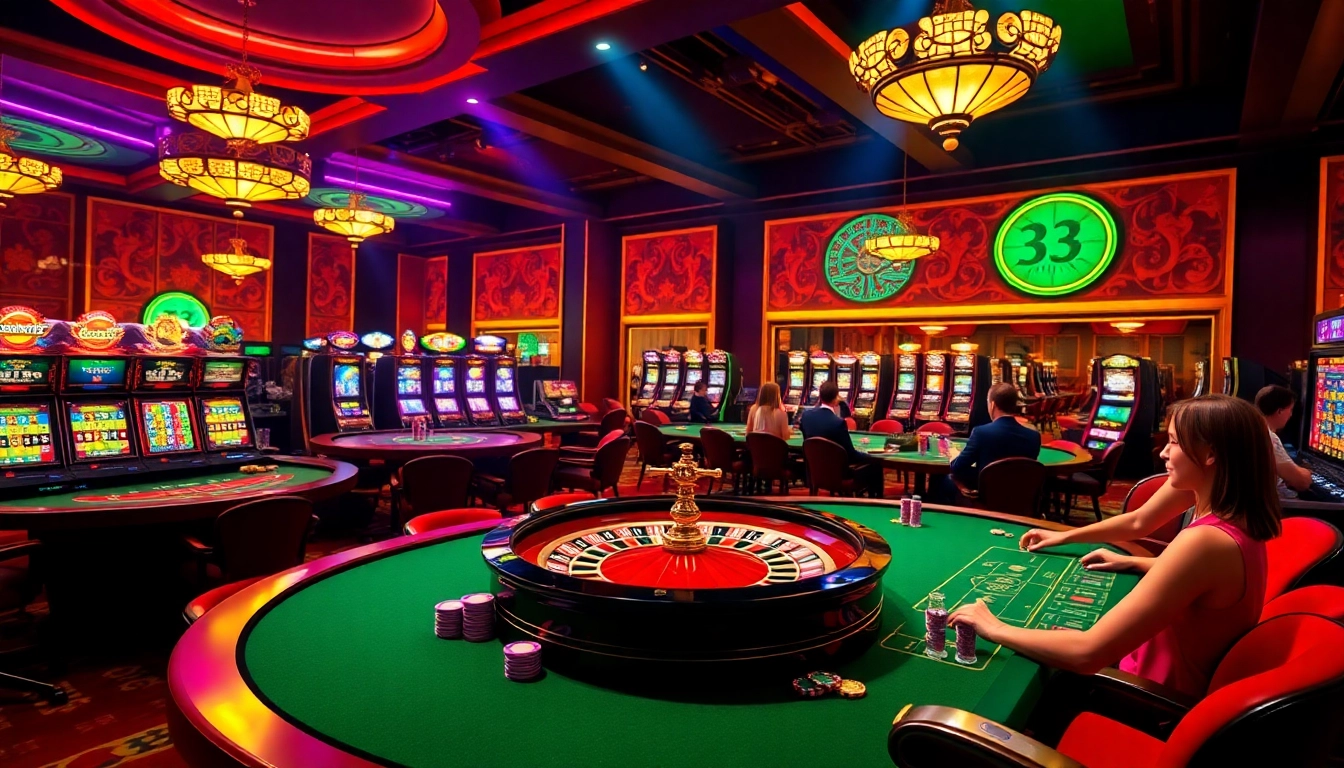 Experience thrilling gameplay at 33win with vibrant casino tables and exciting slot machines.