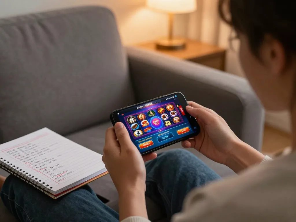 Engaging mobile gaming experience with sun win app, showcasing vibrant graphics and cozy setting