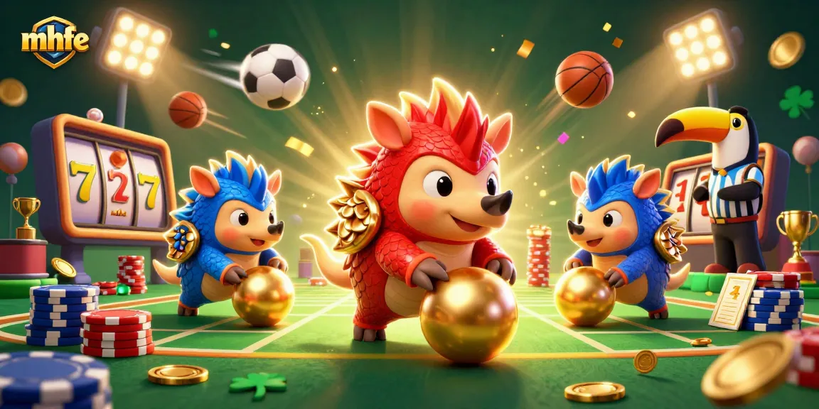 Experience thrilling gameplay at mhfe with animated pangolins navigating the action of slot reels and poker chips.
