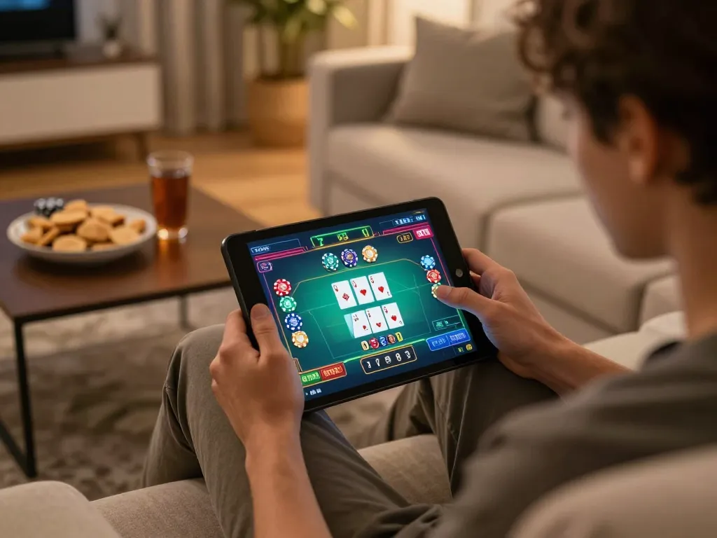 Engage with online casino games at abc8go from the comfort of home, playing poker on a tablet