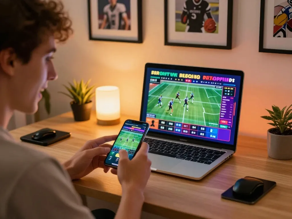 Player using Net88 sports betting app on smartphone during exciting match
