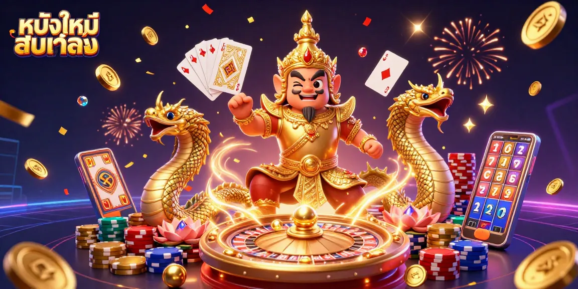Enhance your gaming experience with หนังใหม่ชนโรง showcasing vibrant characters and casino elements.