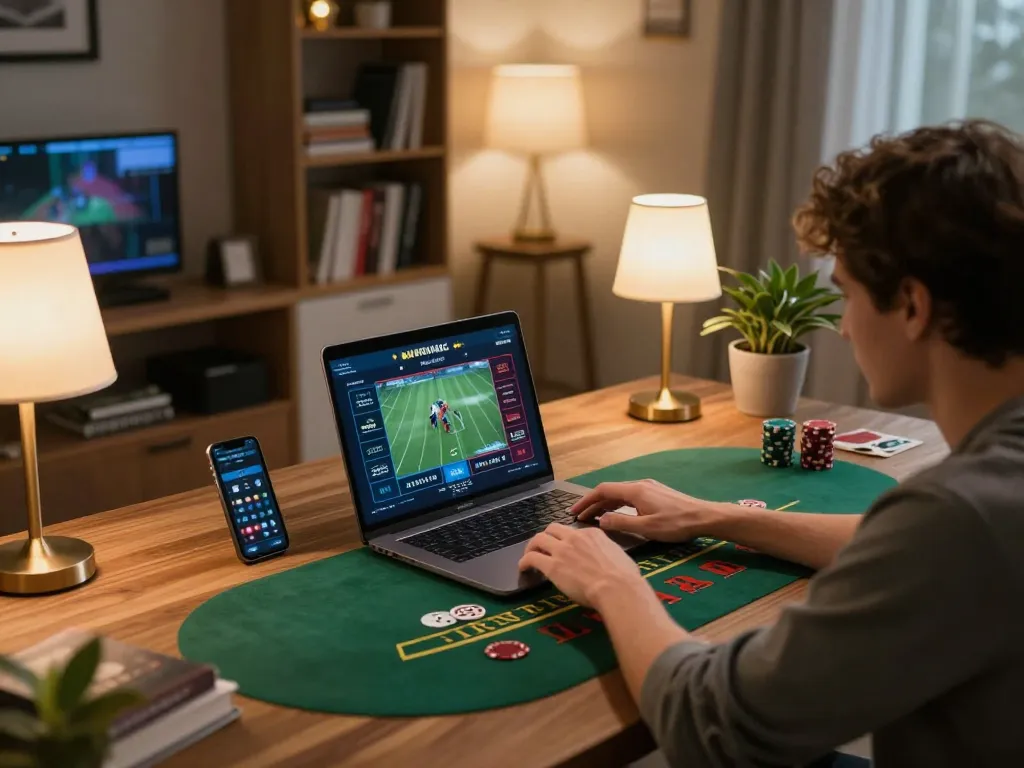 Engaging in online gaming at home with 789betgo, showcasing a live dealer blackjack setup.
