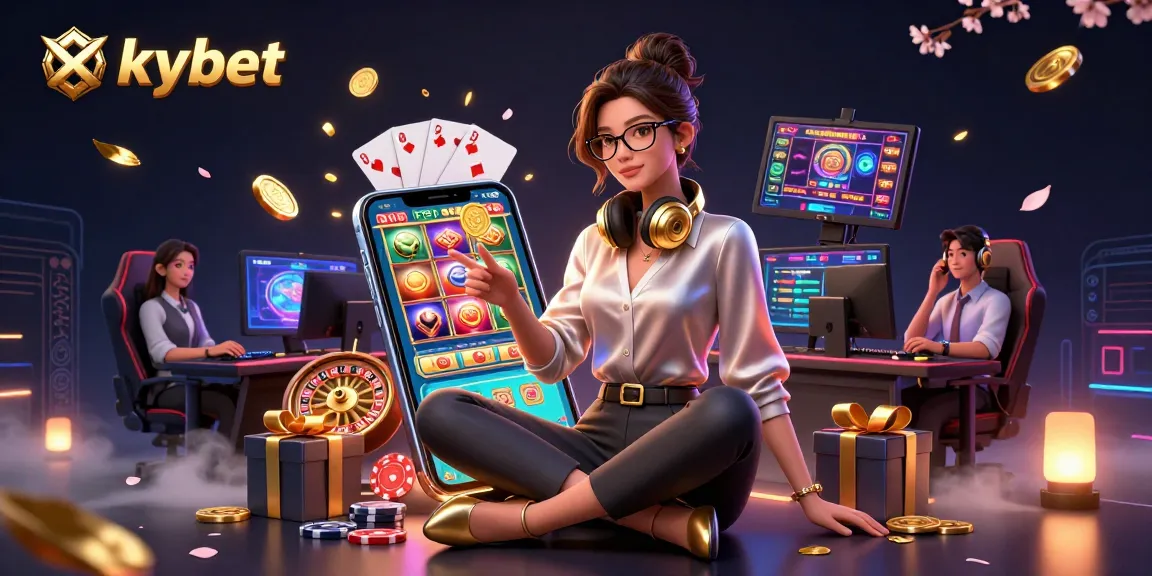 Engage with thrilling casino games at 8xbet, featuring a stylish Asian woman gaming in a vibrant, high-tech environment.
