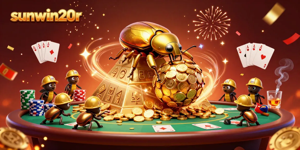 Experience the lively atmosphere of sunwin20r with golden coins and poker actions in a vibrant casino setting.