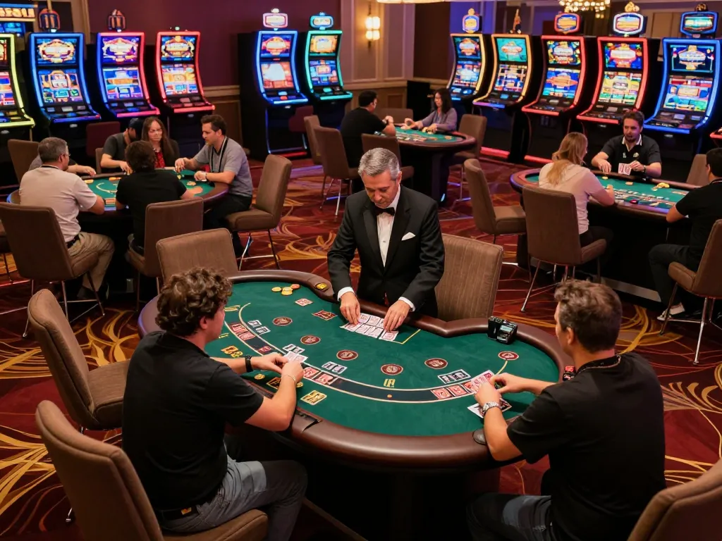 Engaged players at 789win blackjack tables enjoying a thrilling gambling experience
