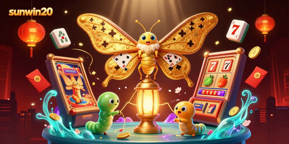 Experience winning moments with sunwin20's vibrant casino illustration featuring lively game elements.