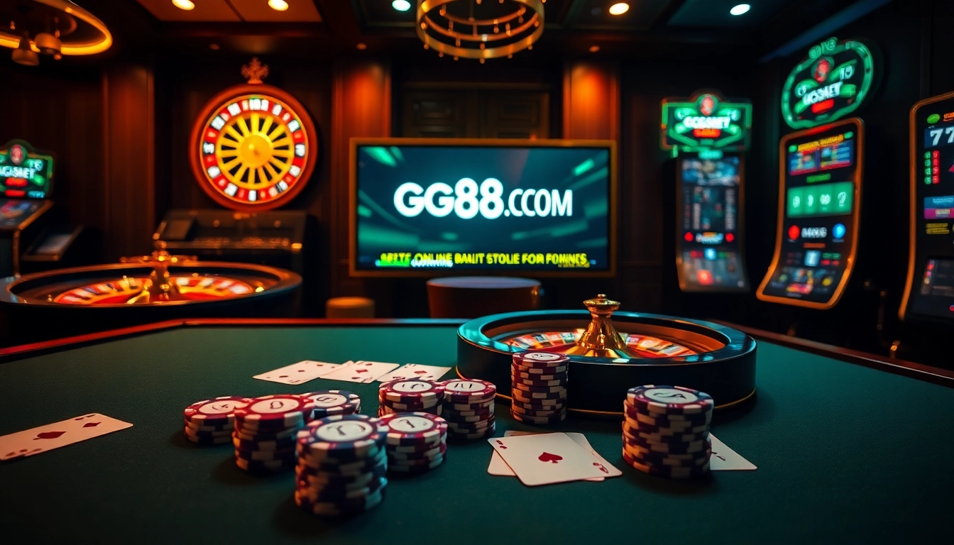 Experience the excitement at GG88.COM with high-end poker chips and elegant casino elements.