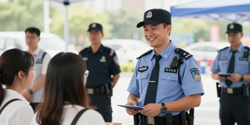 Security Solutions with local professional guard ensuring safety at a community event.