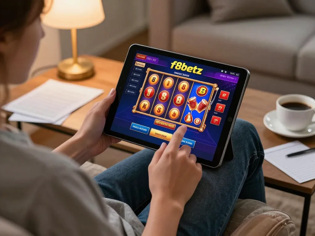 Engage with f8betz online, exploring exciting slot games in a cozy home setup.