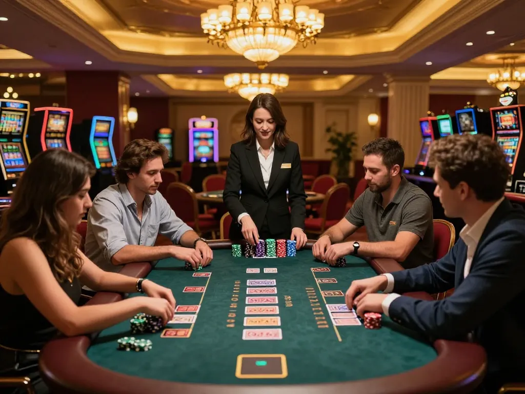 Players strategizing during a thrilling blackjack game at lu88 casino.
