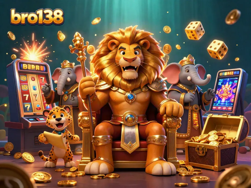 Spin and win at bro138's thrilling slot machines surrounded by a royal gaming experience.
