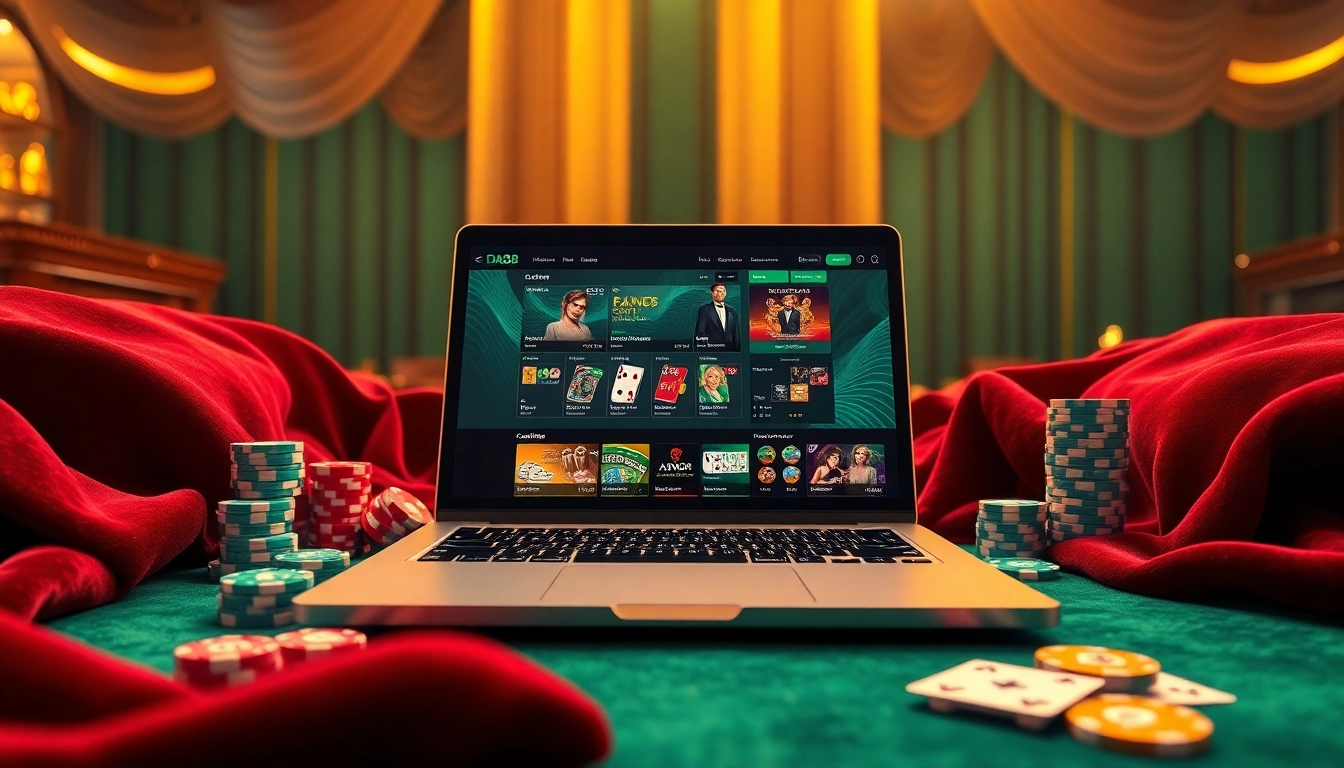 Engage with thrilling games at DA88, showcasing vibrant casino elements in a luxurious setting.