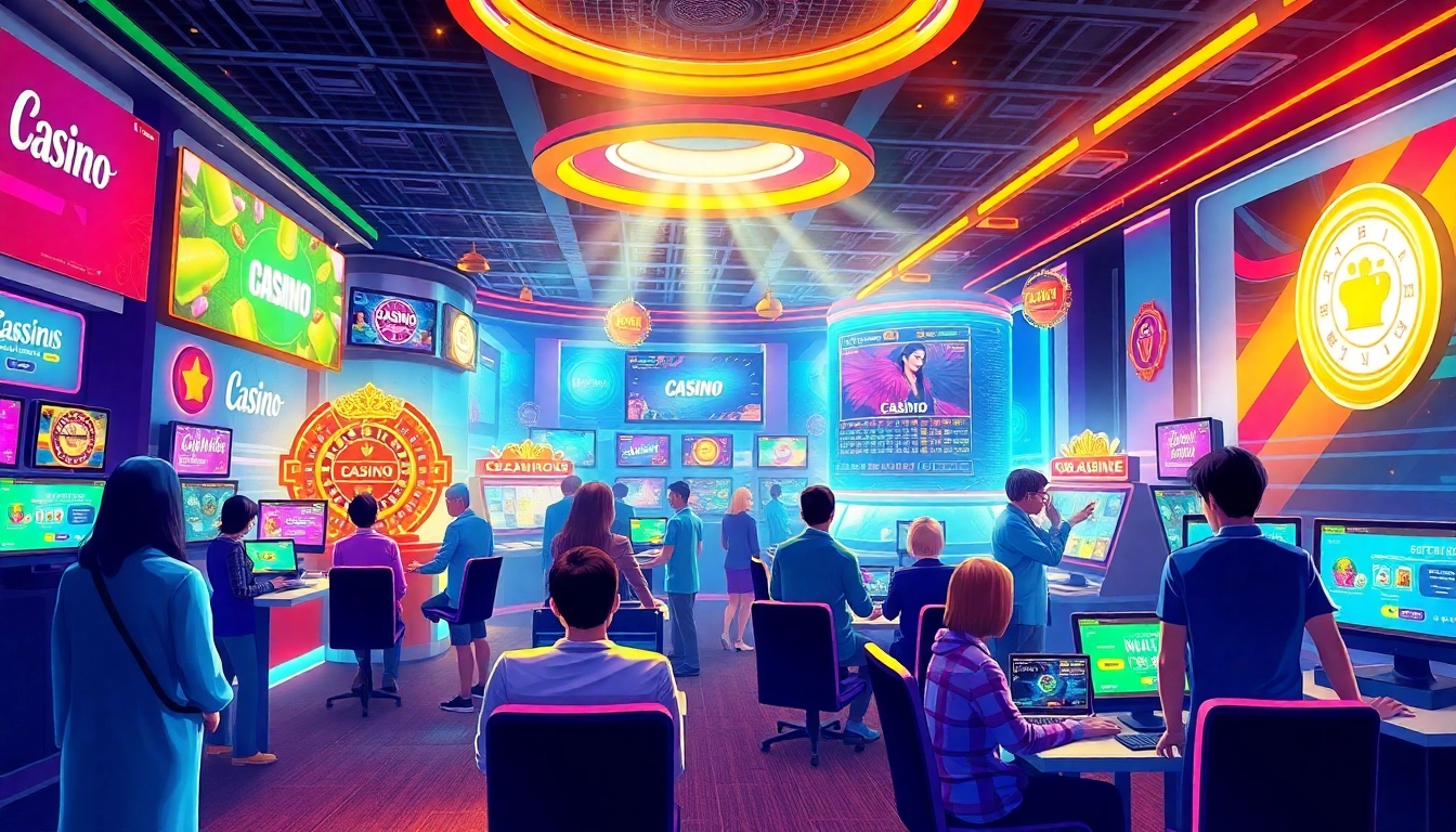 Engaging visual of an online gambling platform illustrating luck8win.live with vibrant casino games and diverse players.