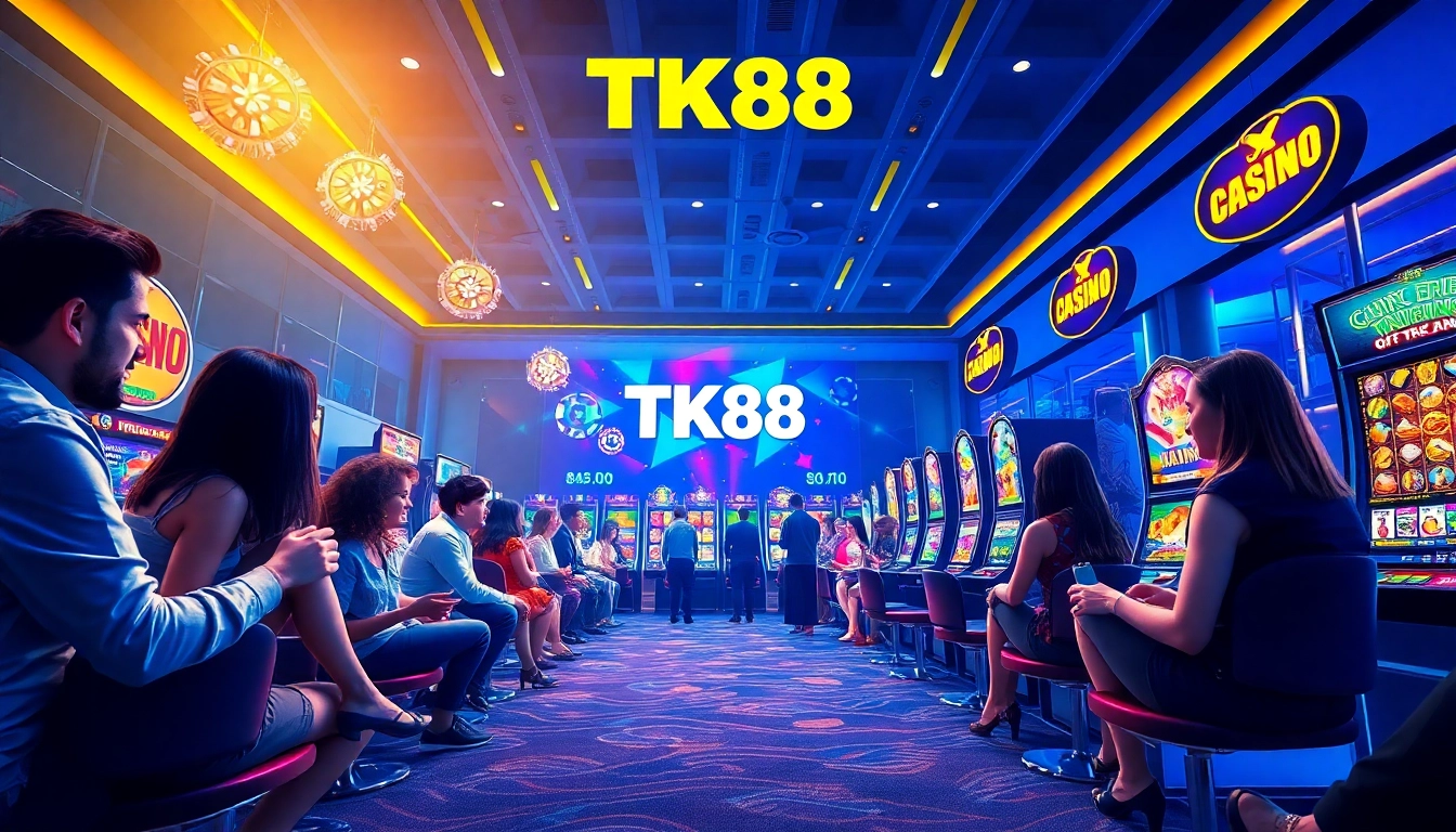Experience thrilling online gaming at tk88win.live with diverse games in a vibrant casino atmosphere.