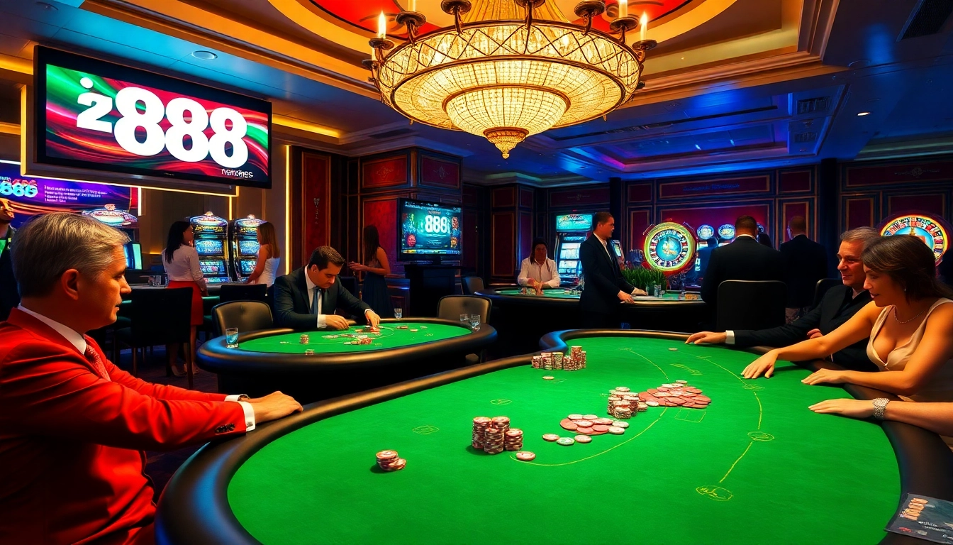 Experience thrilling gaming at az 888 with engaging poker tables and vibrant casino visuals.